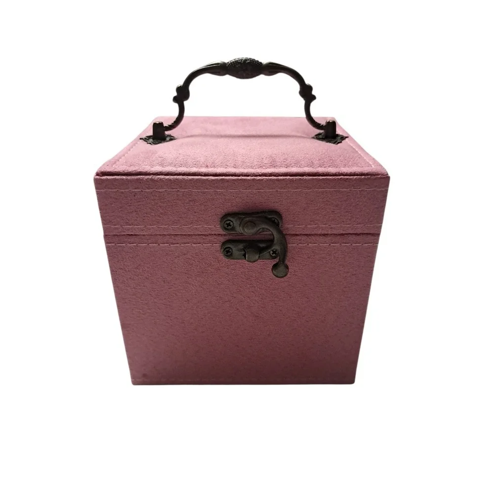 Jewelry box, 3 trays with‎ mirror, pink or purple